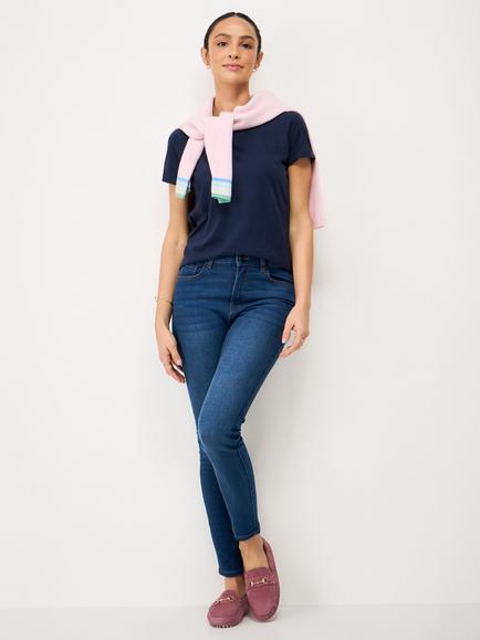 Crew Clothing Perfect Slub T-Shirt, Navy Blue