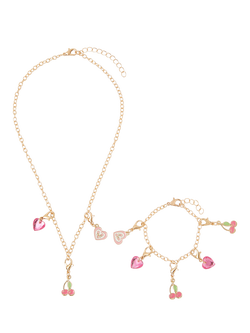 Angels by Accessorize Kids' Cherry and Heart Jewellery Set, Multi, Multi
