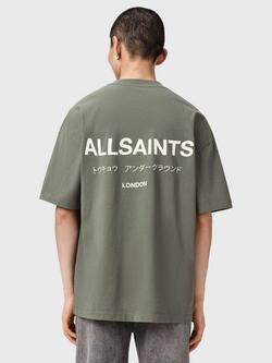 AllSaints Underground Organic Cotton Short Sleeve Crew Neck T-Shirt - view 2, Maple Green