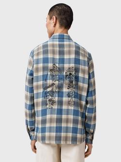 AllSaints Alta Long Sleeve Check Cotton Shirt, Mid Blue - view 2, Mid Blue