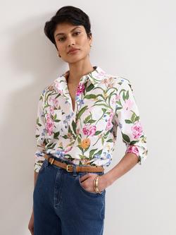 Phase Eight Maddelena Floral Print Shirt, Ivory/Multi, Ivory/Multi