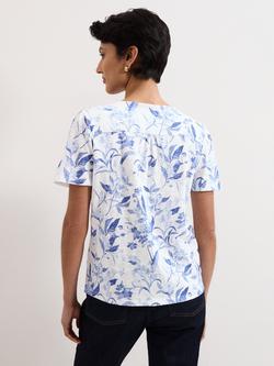 Phase Eight Lorenna Floral Button Down Top, Blue - view 2, Blue