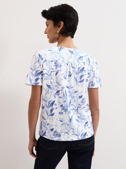 Phase Eight Lorenna Floral Button Down Top, Blue - view 2, Blue
