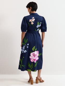 Phase Eight Kerrie Floral Shirt Dress, Navy/Multi - view 2, Navy/Multi