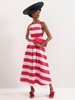 Phase Eight Kiria Stripe Midi Dress, Pink, Pink