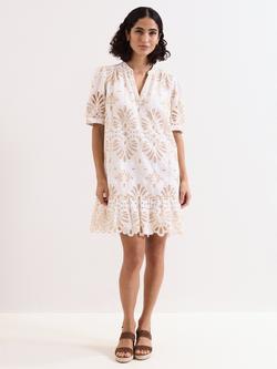 Phase Eight Liliana Broderie Anglaise Mini Dress, Stone, Stone
