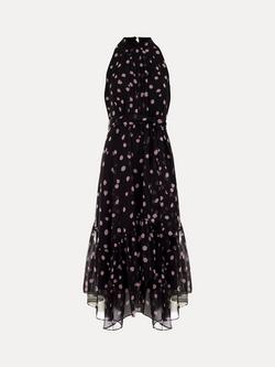Phase Eight Lucinda Spot Midi Dress, Black - view 2, Black