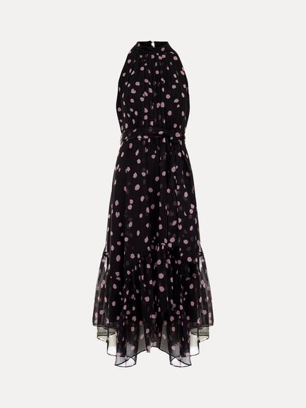 Phase Eight Lucinda Spot Midi Dress, Black - view 2, Black