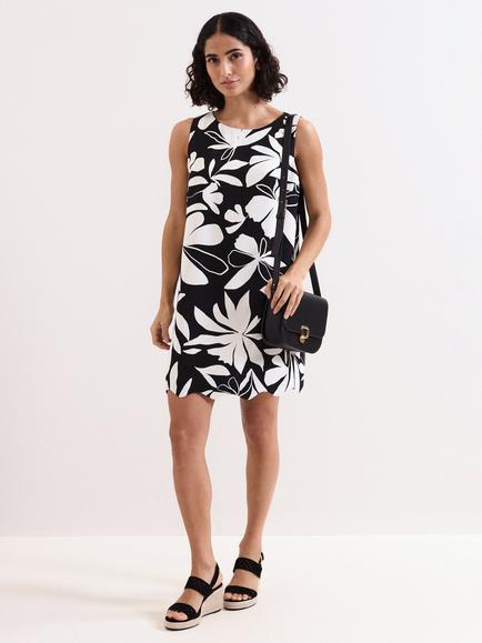 Phase Eight Marta Floral Mini Dress, Black/White, Black/White