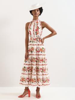 Phase Eight Nita Floral Tiered Maxi Dress, Cream/Multi, Cream/Multi