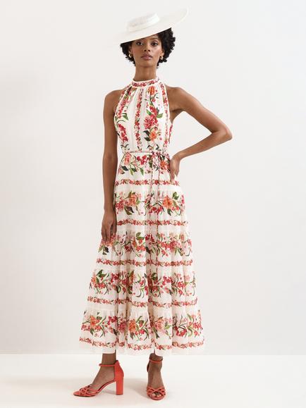 Phase Eight Nita Floral Tiered Maxi Dress, Cream/Multi, Cream/Multi
