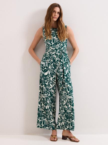 Phase Eight Petite Marta Leaves Jumpsuit, Green, Green