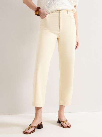 Phase Eight Lexi Cropped Straight Jeans, Pale Yellow