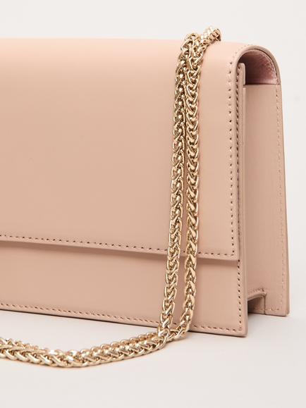 Phase Eight Chain Handle Pure Leather Clutch Bag, Neutral - view 2, Neutral