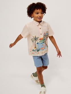 Monsoon Kids' Cotton Scenic Embroidered Shirt, Ivory, Ivory