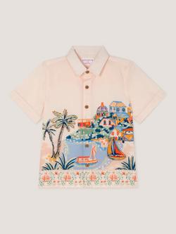 Monsoon Kids' Cotton Scenic Embroidered Shirt, Ivory - view 2, Ivory