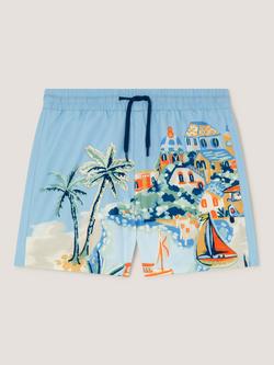 Monsoon Kids' Scenic Swim Shorts, Blue, Blue