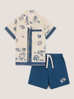 Monsoon Kids' Crab Shell Shirt and Shorts Set, Navy, Navy