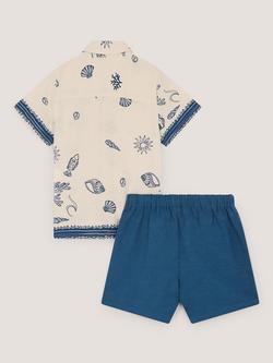 Monsoon Kids' Crab Shell Shirt and Shorts Set, Navy - view 2, Navy
