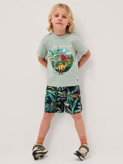Monsoon Kids' Cotton Dinosaur T-Shirt  & Shorts Set, Green, Green