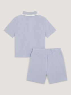 Monsoon Kids' Cotton Jersey Polo Short & Shorts Set, Blue - view 2, Blue