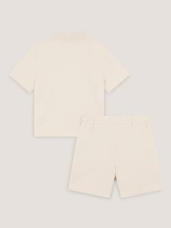 Monsoon Kids' Cotton Palm Polo Shirt & Shorts Set, Stone - view 2, Stone