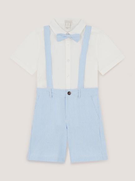 Monsoon Kids' Theo Shirt, Bow Tie and Shorts Set, Blue, Blue