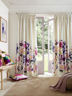 bluebellgray Taransay Pair Lined Pencil Pleat Curtains, Fuschia, Fuschia