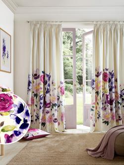 bluebellgray Taransay Pair Lined Pencil Pleat Curtains, Fuschia - view 2, Fuschia