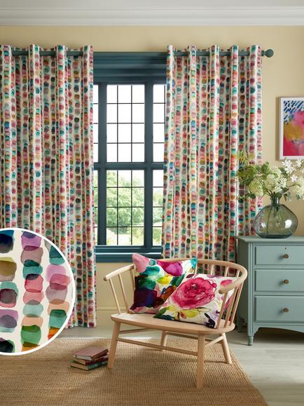 bluebellgray Tobermory Pair Lined Eyelet Curtains, Multi - view 2, Multi