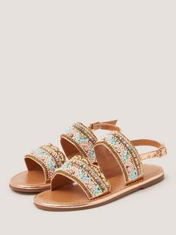 Monsoon Kids' Double Beaded Sandals, Multi - view 2, Multi