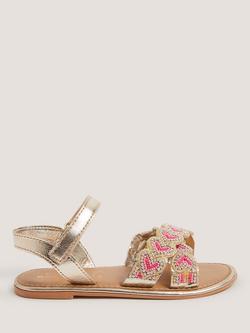 Monsoon Kids' Beaded Cross Over Open Toe Sandals, Multi, Multi