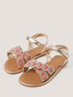 Monsoon Kids' Beaded Cross Over Open Toe Sandals, Multi - view 2, Multi