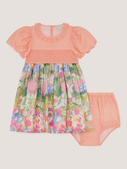 Monsoon Baby Bunny Dress Set, Yellow/Multi, Yellow/Multi