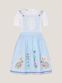 Monsoon Baby Cotton Gingham Bunny Top & Dress Set, Blue, Blue