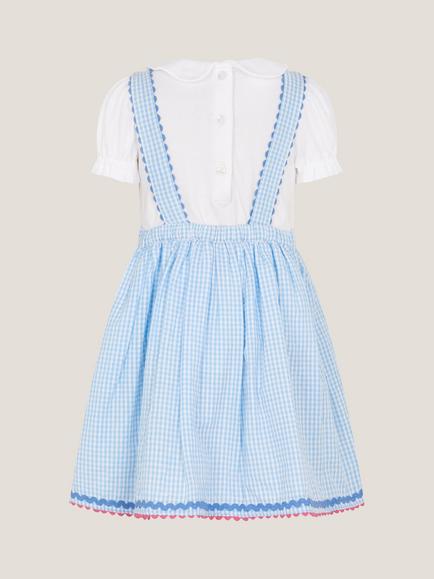 Monsoon Baby Cotton Gingham Bunny Top & Dress Set, Blue - view 2, Blue