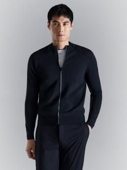 Mango Zip-Through Cardigan, Navy