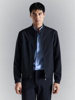 Mango Zip-Through Bomber Jacket, Navy, Navy