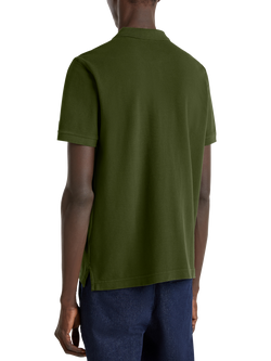 Benetton Regular Fit Short Sleeve Cotton Polo Shirt, Dark Military Green - view 2, Dark Military Green