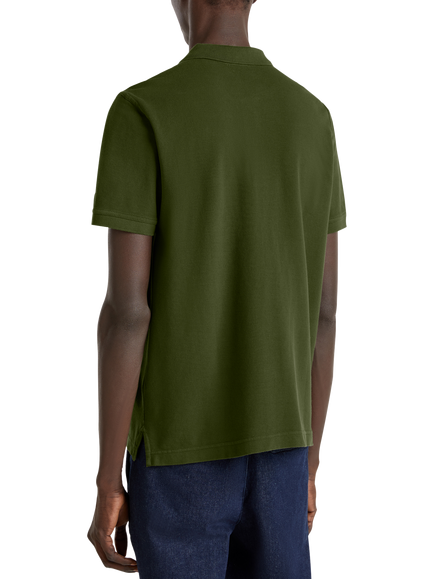 Benetton Regular Fit Short Sleeve Cotton Polo Shirt, Dark Military Green - view 2, Dark Military Green