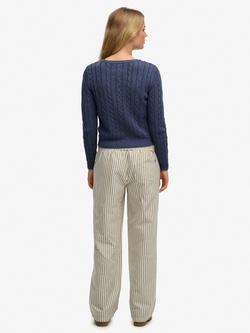 Superdry Elastic Waist Stripe Trousers, Navy - view 2, Navy