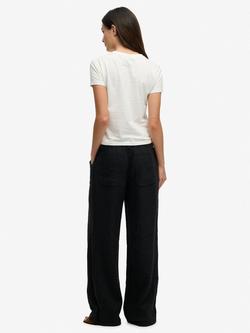 Superdry Low Rise Pure Linen Trousers - view 2, Black
