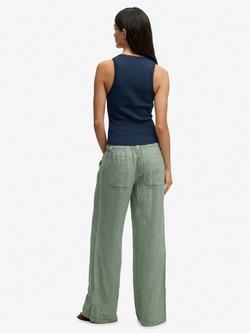 Superdry Low Rise Pure Linen Trousers - view 2, Light Jade Green