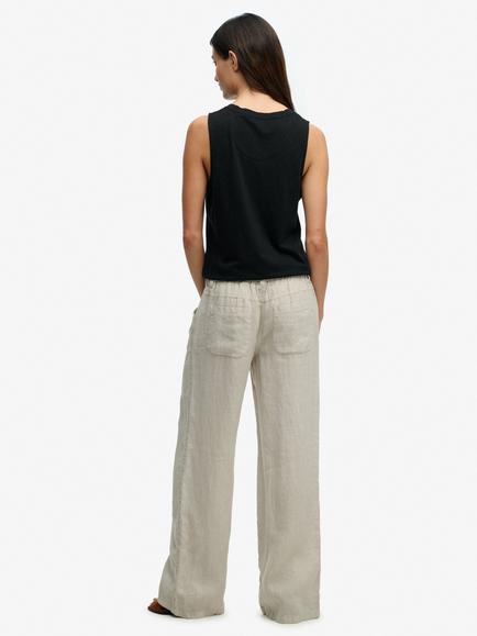 Superdry Low Rise Pure Linen Trousers - view 2, Beige