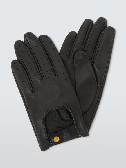 John Lewis Leather Driving Gloves, Black, Black