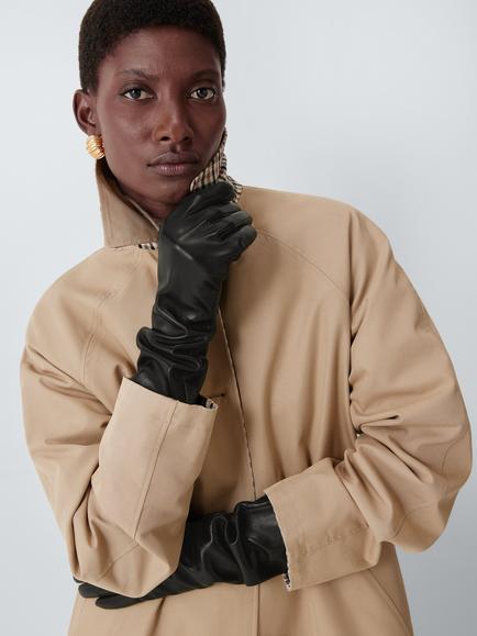 John Lewis J.Lewis Elbow Length Leather Gloves - view 2, Black