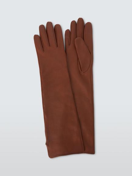 John Lewis J.Lewis Elbow Length Leather Gloves, Tobacco