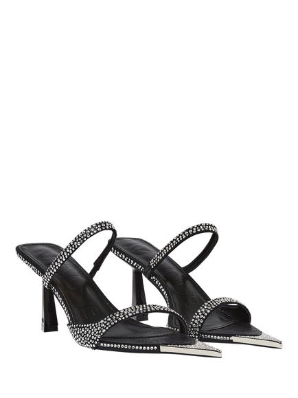 Mallet Frederica Swarovski Strappy Heel Sandals, Black - view 2, Black