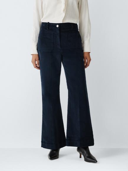John Lewis Cotton Rich Bootcut Corduroy Trousers, Navy, Navy
