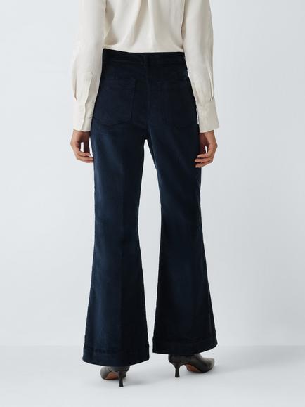 John Lewis Cotton Rich Bootcut Corduroy Trousers, Navy - view 2, Navy